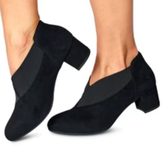 CLOUDWALKERS AVENUE  BLOCK HEEL SLIP-ON ROUND-TOE WOMEN'S BOOTIE - Picture 1 of 16